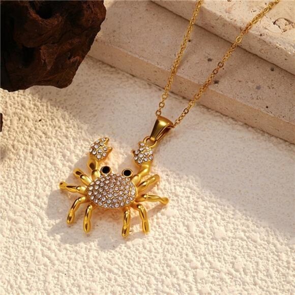 18K Gold-Plated Crab Pendant Necklace - Picture 4 of 5
